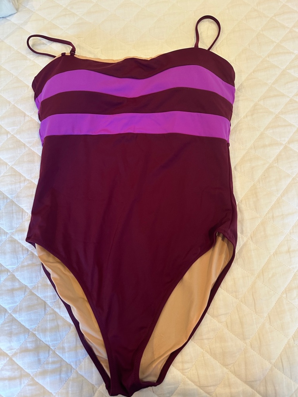 J. Crew Women's One-Piece Swimsuit in Plum and Fuchsia Stripe